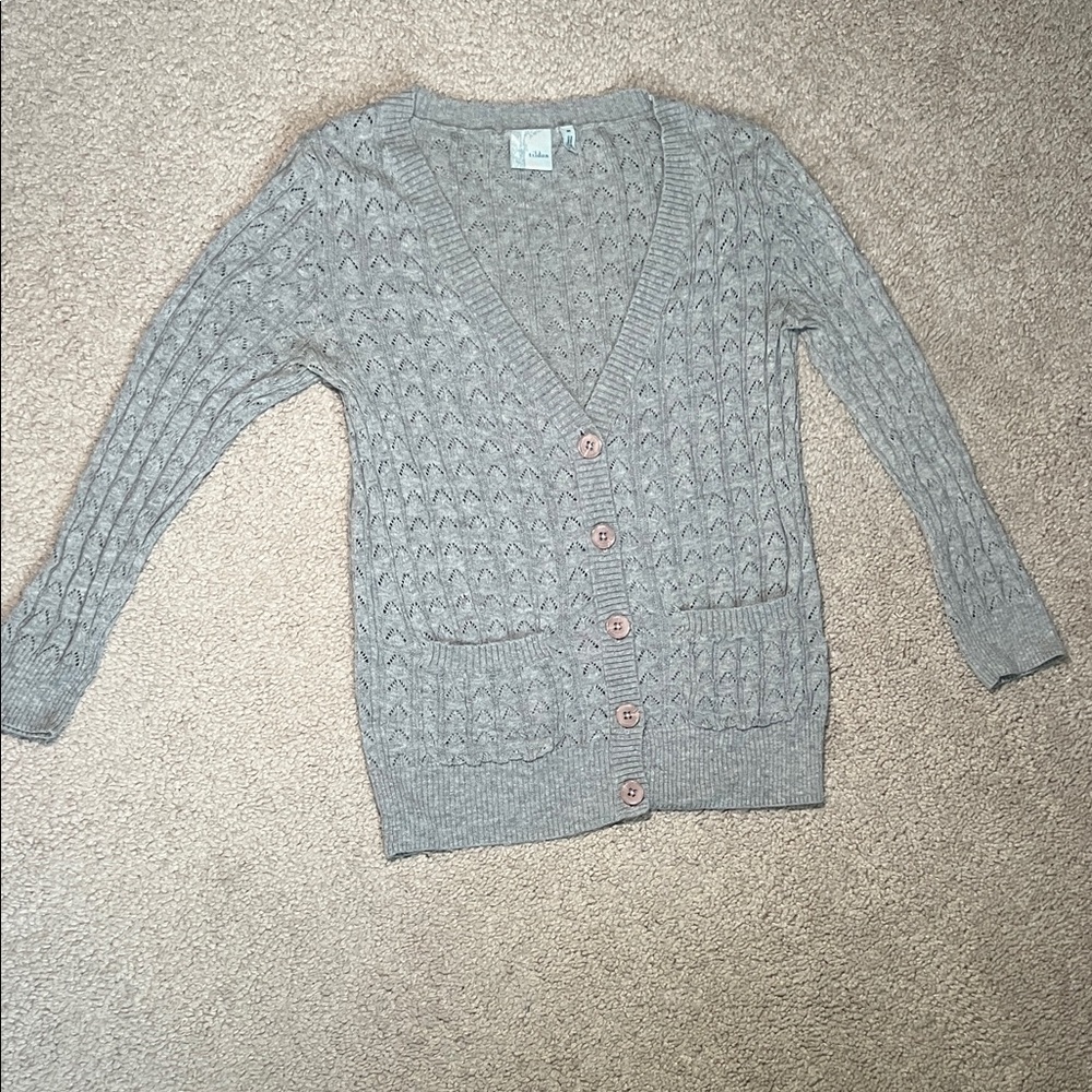 Tildon Light Gray Knit Cardigan with Buttons